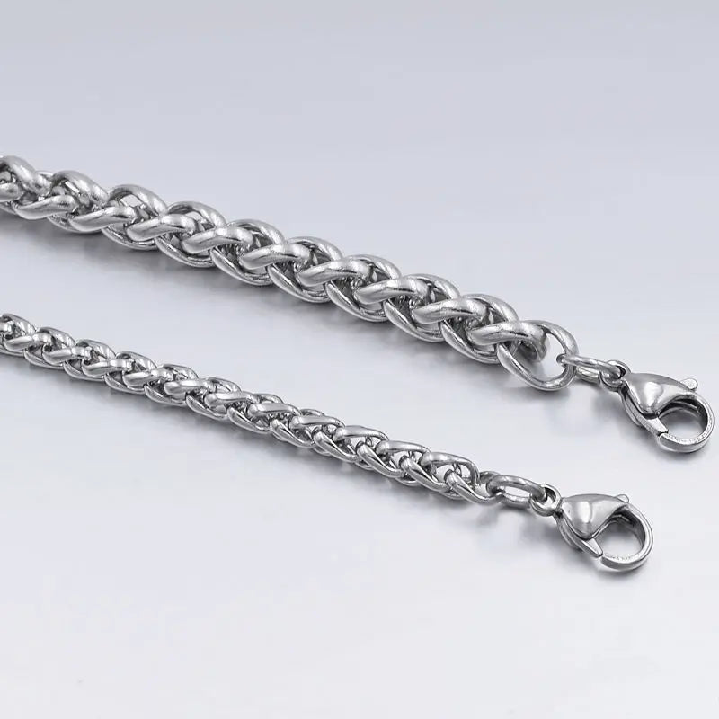 Bracelet pour homme en acier inoxydable, chaîne torsadée simple, style minimaliste, accessoires de bijouterie.
