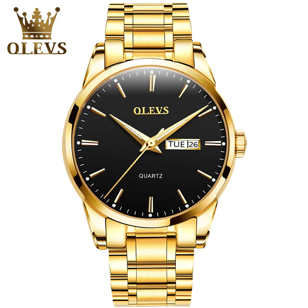 Montre Homme  Gold — Acier Inoxydable, Lumineuse & Waterproof