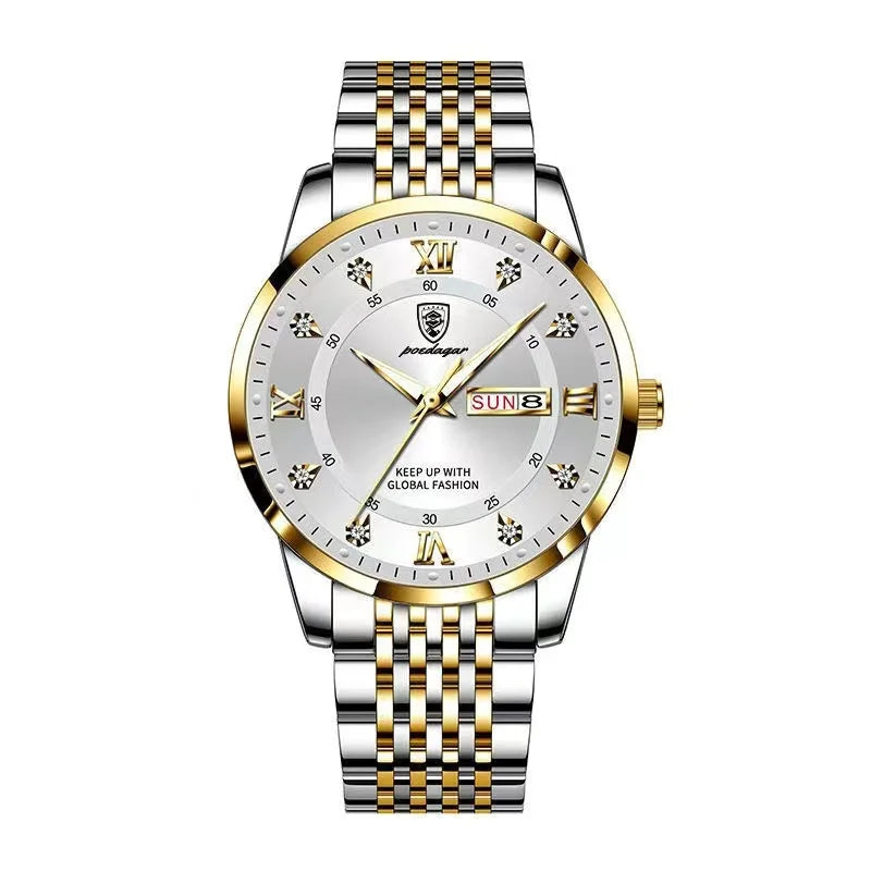 Montre Homme — Quartz Chronomètre, Acier Inoxydable & Waterproof 30ATM