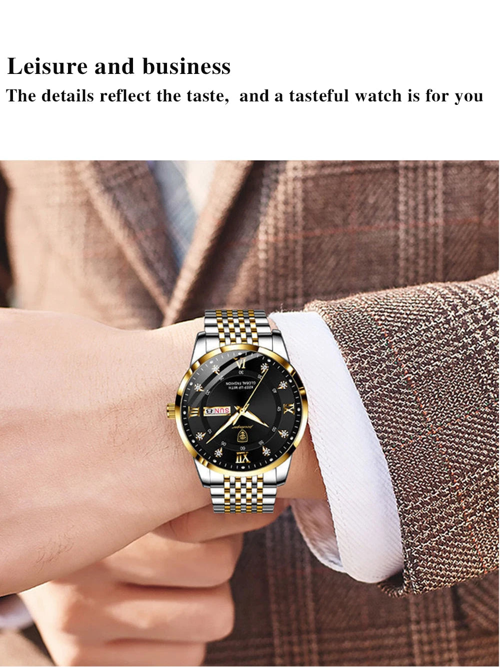 Montre Homme — Quartz Chronomètre, Acier Inoxydable & Waterproof 30ATM