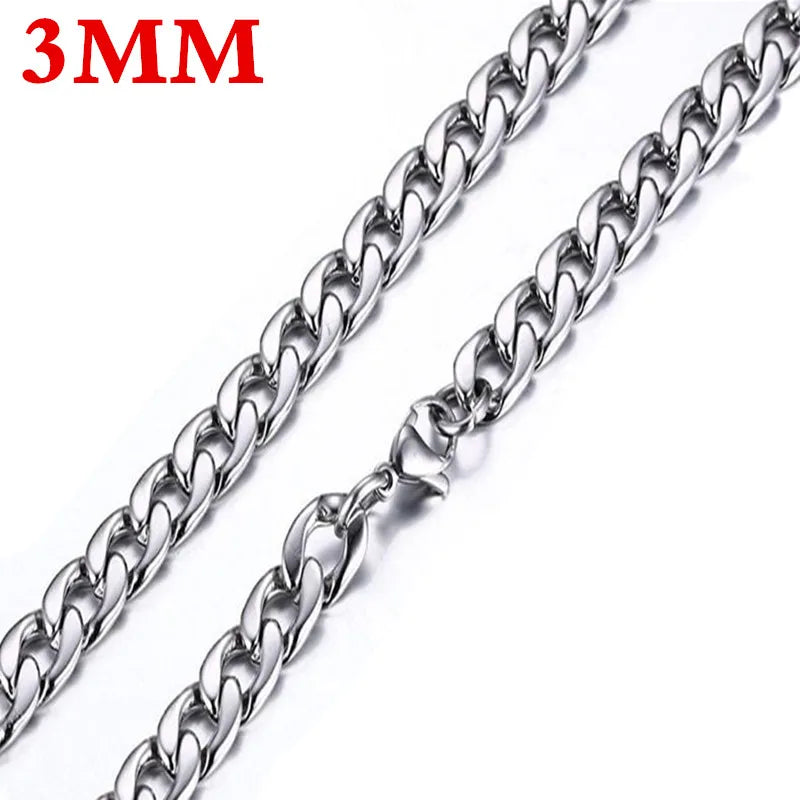 HNSP – collier étanche en acier inoxydable 316L pour hommes, chaîne à maillons plats cubains, bijoux minimalistes, accessoires de style Punk