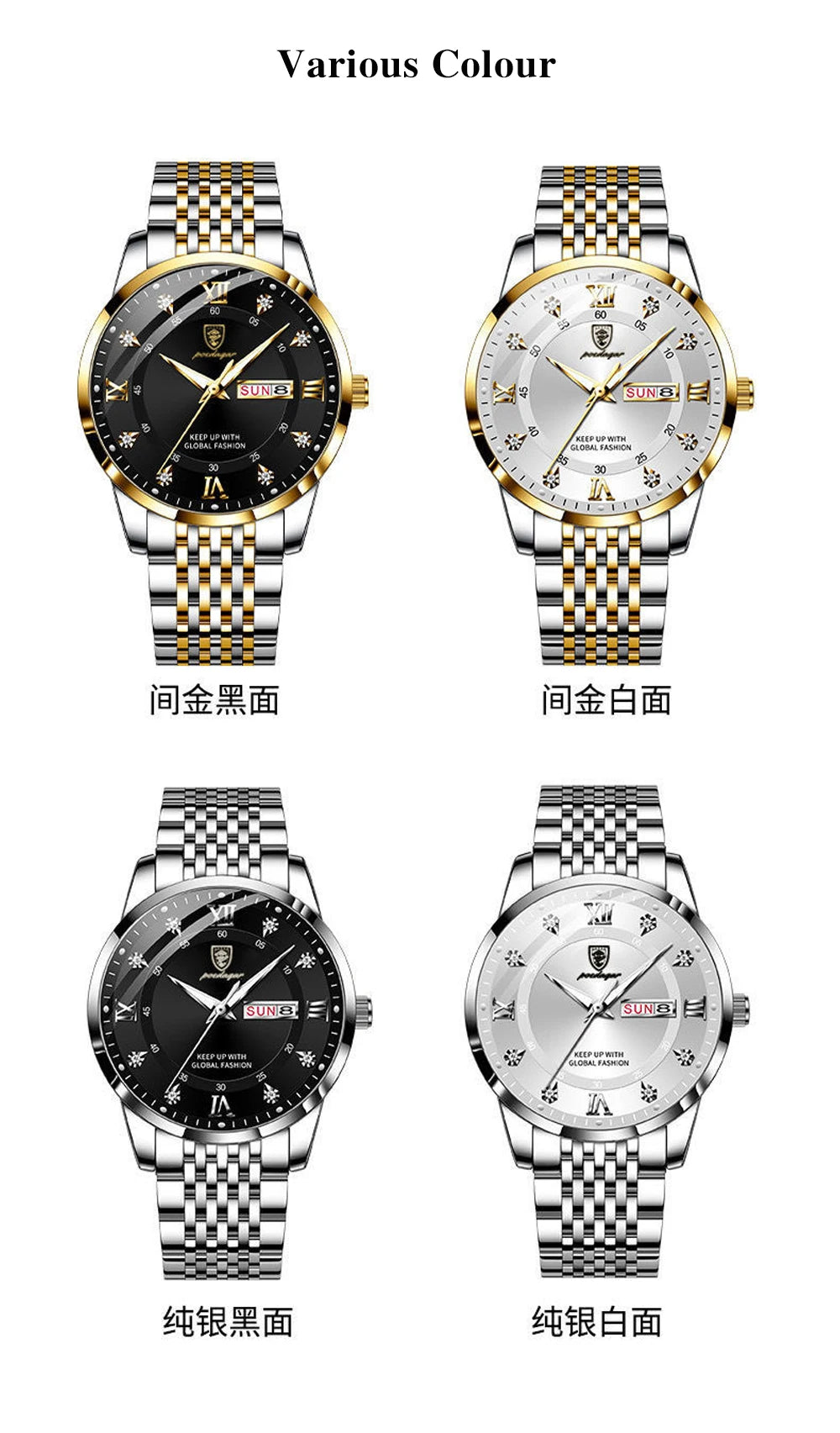 Montre Homme — Quartz Chronomètre, Acier Inoxydable & Waterproof 30ATM