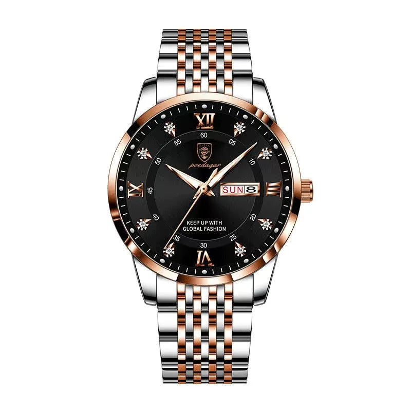 Montre Homme — Quartz Chronomètre, Acier Inoxydable & Waterproof 30ATM
