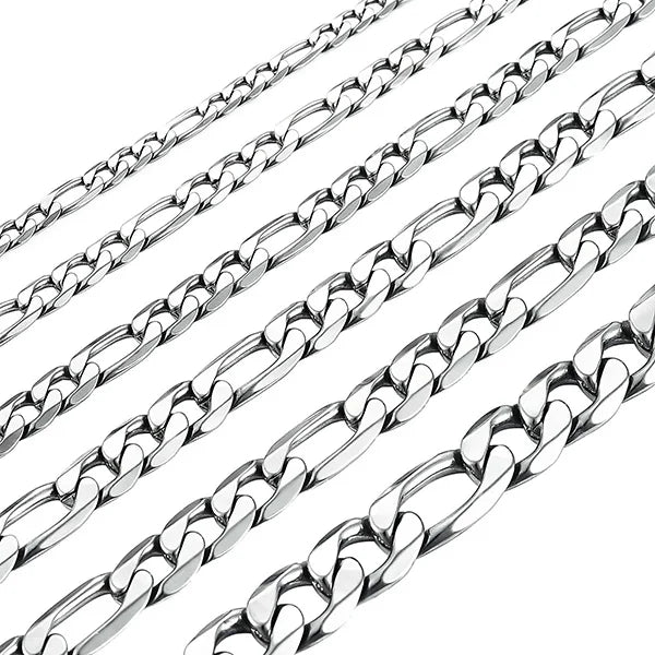 Chaîne Figaro à maillons en acier inoxydable, étanche, couleur argent de haute qualité, collier pour hommes et femmes, bijoux à la mode, cadeau de noël