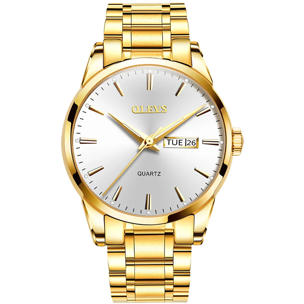 Montre Homme  Gold — Acier Inoxydable, Lumineuse & Waterproof