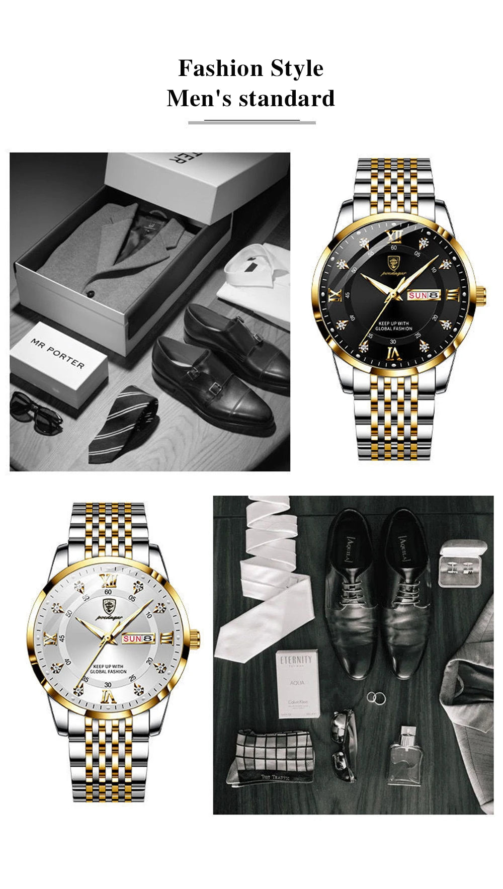 Montre Homme — Quartz Chronomètre, Acier Inoxydable & Waterproof 30ATM