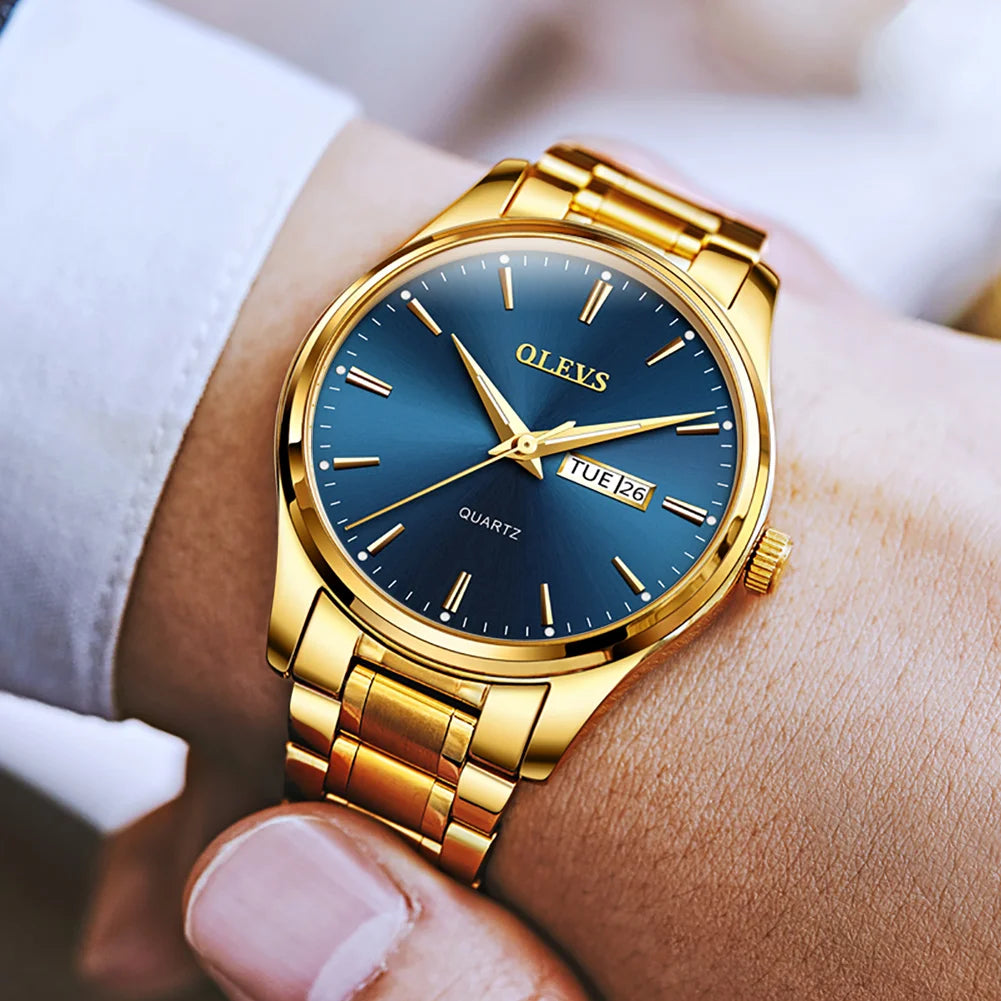 Montre Homme  Gold — Acier Inoxydable, Lumineuse & Waterproof