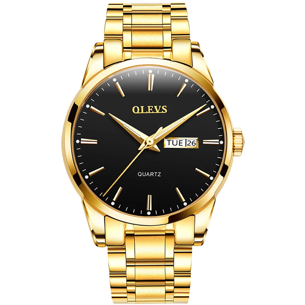 Montre Homme  Gold — Acier Inoxydable, Lumineuse & Waterproof
