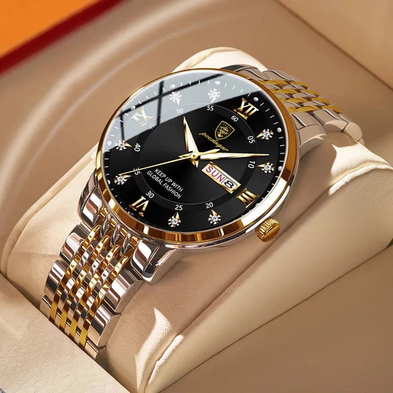 Montre Homme — Quartz Chronomètre, Acier Inoxydable & Waterproof 30ATM