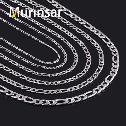 Collier chaîne Figaro à maillons en acier inoxydable pour hommes et femmes, Punk Boy, couleur argent, ras du cou, bijoux en métal, accessoires, cadeau, 3-11,5mm
