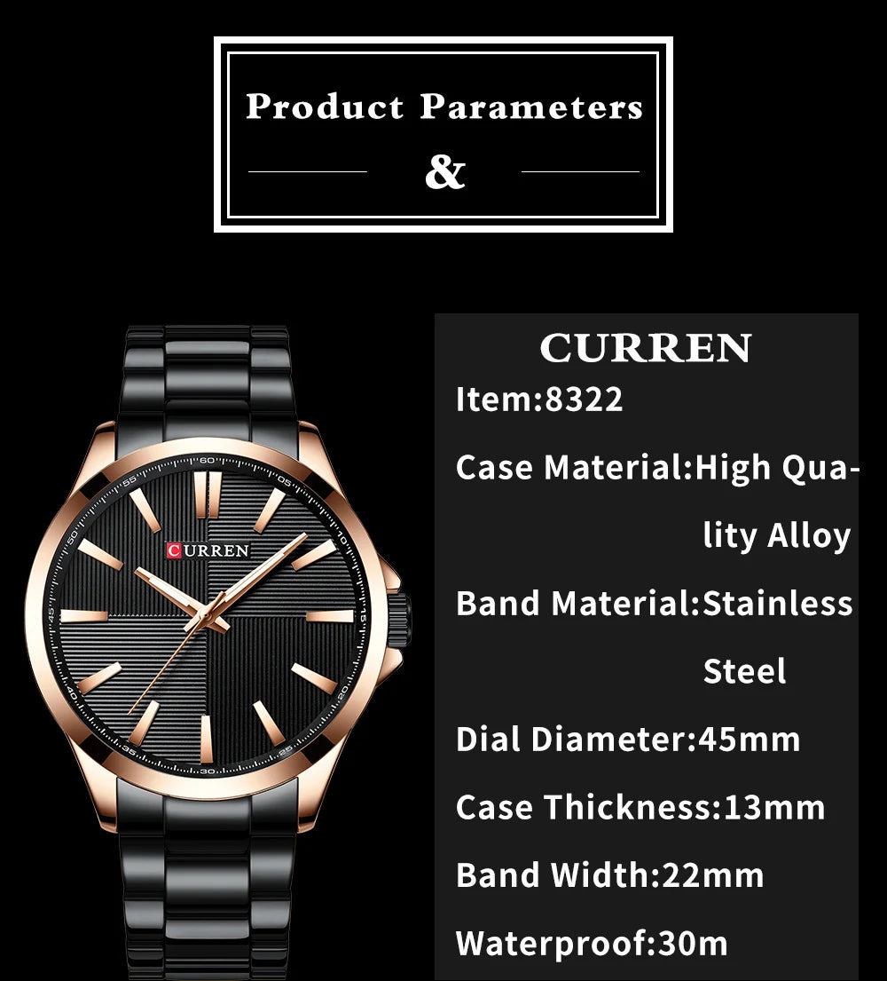 Montre Homme CURREN — Quartz Japonais, Acier Inoxydable & Waterproof 30M