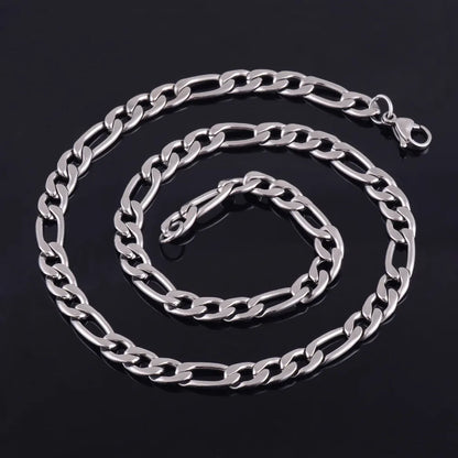 Collier chaîne Figaro à maillons en acier inoxydable pour hommes et femmes, Punk Boy, couleur argent, ras du cou, bijoux en métal, accessoires, cadeau, 3-11,5mm