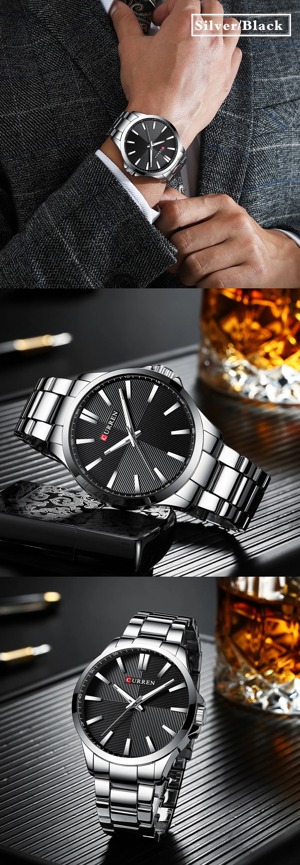 Montre Homme CURREN — Quartz Japonais, Acier Inoxydable & Waterproof 30M