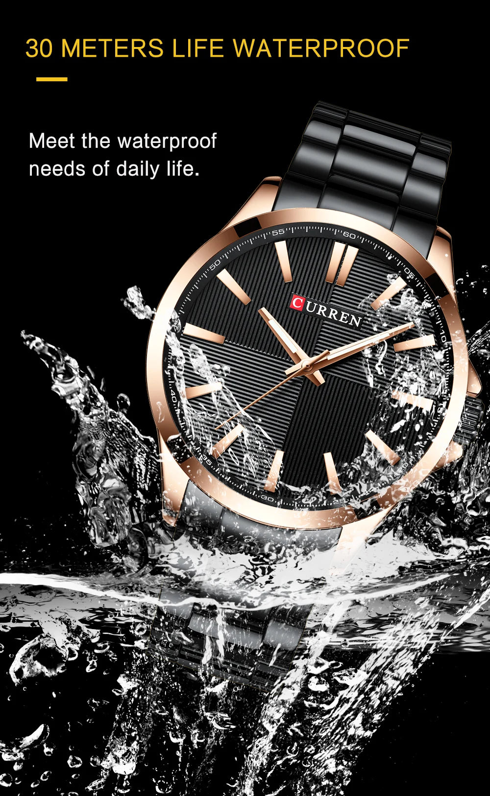 Montre Homme CURREN — Quartz Japonais, Acier Inoxydable & Waterproof 30M