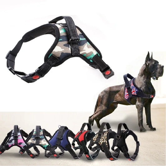 Harnais en Nylon robuste pour chien, collier réglable rembourré, Extra Large, moyen et petit chien, gilet,