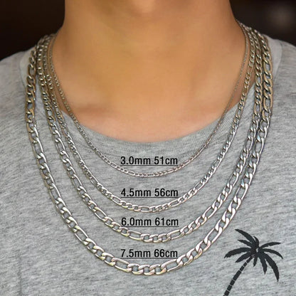 Collier chaîne Figaro à maillons en acier inoxydable pour hommes et femmes, Punk Boy, couleur argent, ras du cou, bijoux en métal, accessoires, cadeau, 3-11,5mm