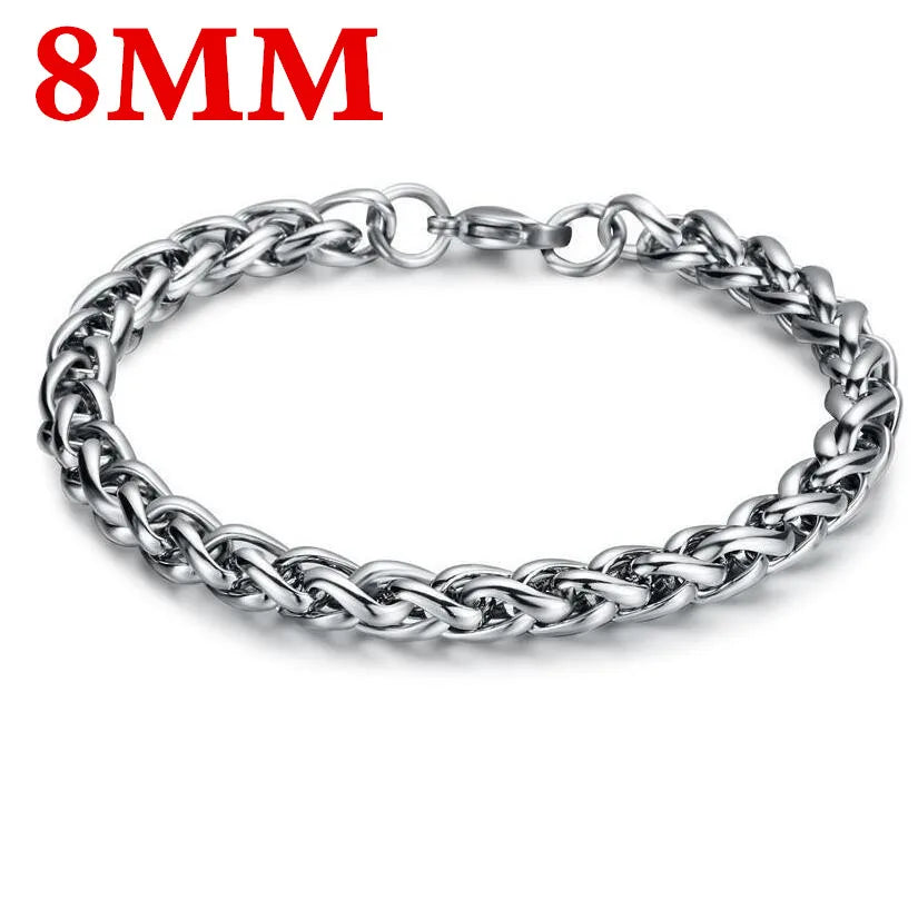 Bracelet pour homme en acier inoxydable, chaîne torsadée simple, style minimaliste, accessoires de bijouterie.