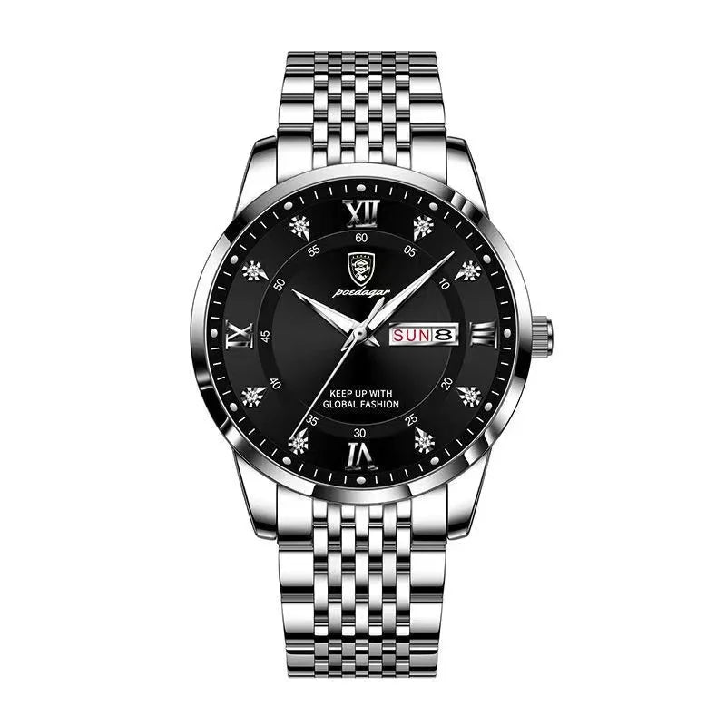Montre Homme — Quartz Chronomètre, Acier Inoxydable & Waterproof 30ATM