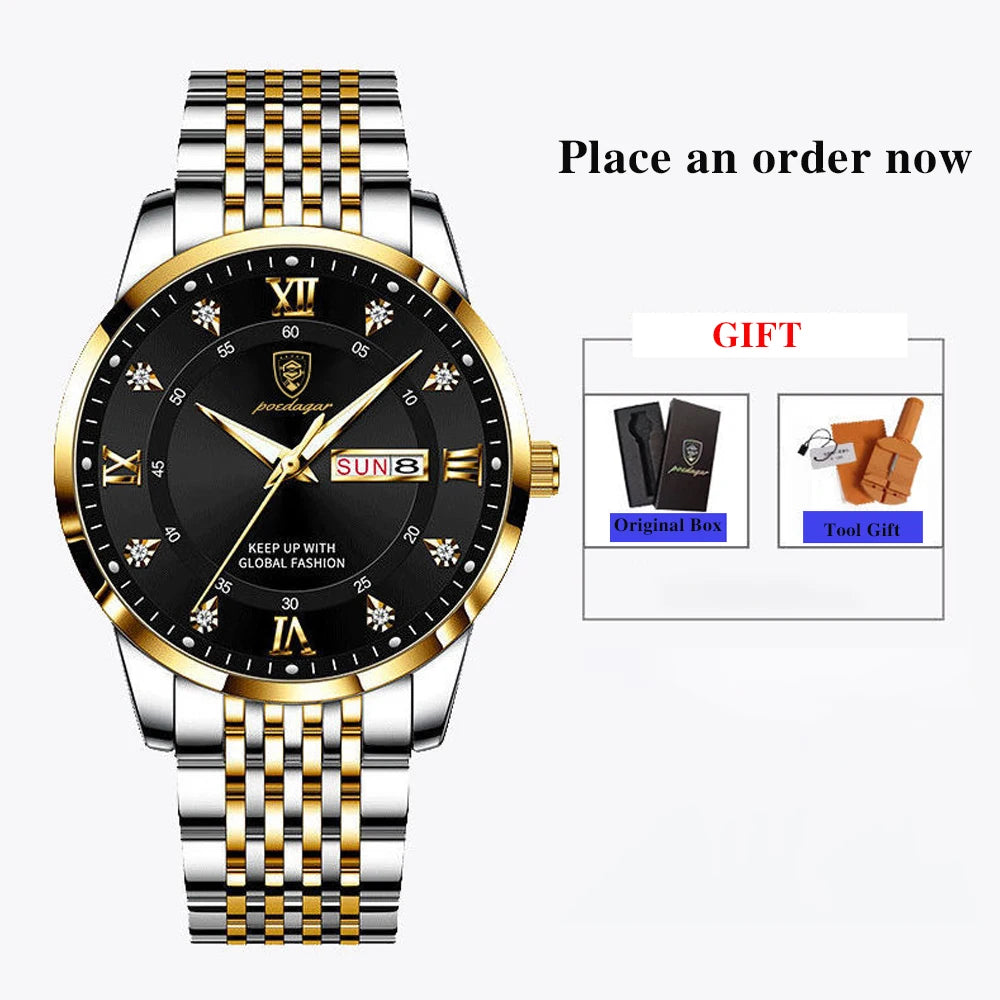 Montre Homme — Quartz Chronomètre, Acier Inoxydable & Waterproof 30ATM