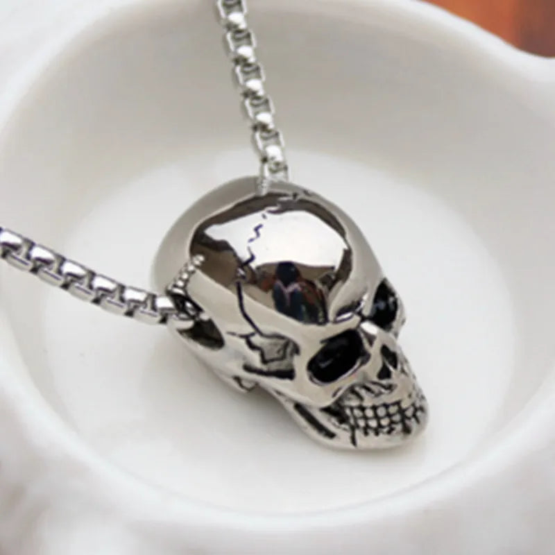 HNSP – collier gothique avec pendentif tête de mort pour hommes, bijoux squelette Punk, accessoires d'halloween