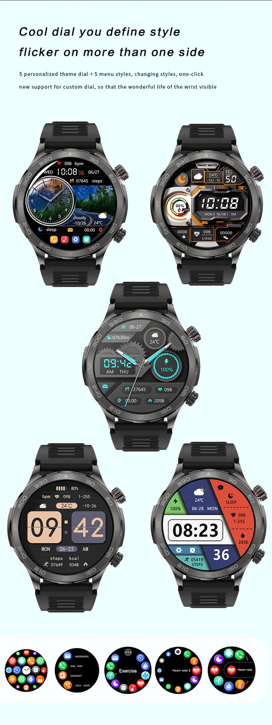 Montre intelligente étanche avec boussole pour homme, surveillance de la santé, traqueur de sport GPS, appel Bluetooth HD, assistant vocal, nouveau, 2024