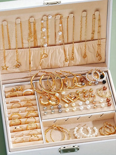 86 pièces/ensemble boucles, clous d'oreilles, bagues, cadeau (sans boîte)