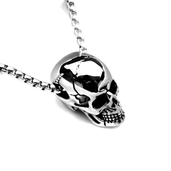 Collier gothique avec pendentif tête de mort pour hommes, idéal halloween