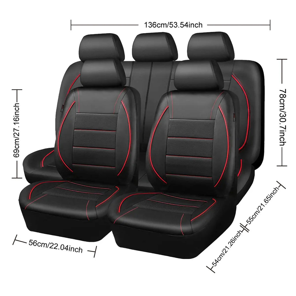 Housse Siège Auto Universelle en Cuir — Kit 9 Pièces pour 5 Places