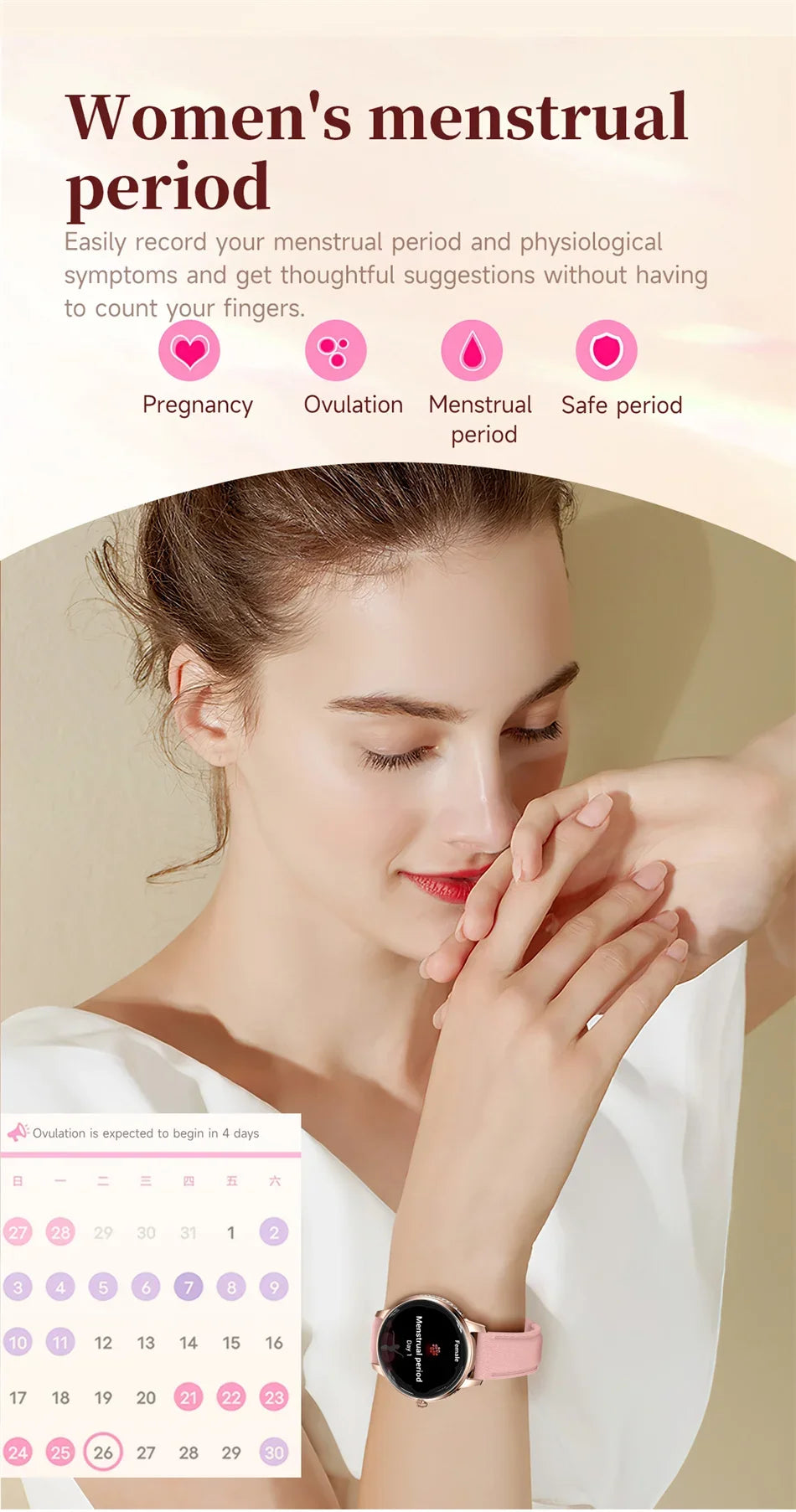 Nouvelle Montre Connectée Ultra-Mince 2026 pour Femme avec Suivi de Santé, Appel Bluetooth, Fréquence Cardiaque, Oxygène Sanguin et Modes Sportifs