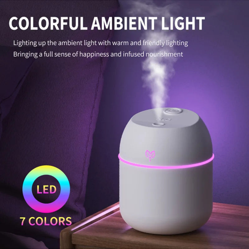 Humidificateur d'air Lenovo 220ML, diffuseur d'arôme à brume fraîche, lumière LED nocturne,