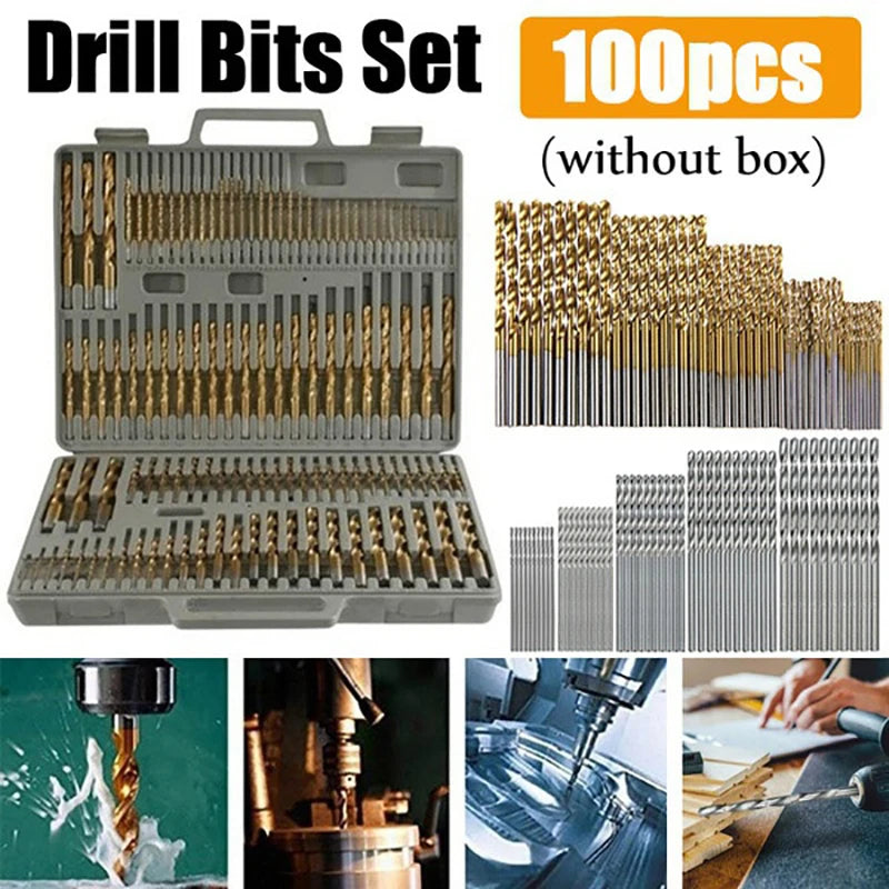 Forets HSS Revêtus Titane – Set 50 ou 100 Pièces, 1 à 3 mm