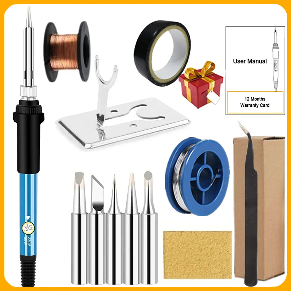 Kit Fer à Souder Électrique 60W – Température Réglable, 10/16/20 Pièces