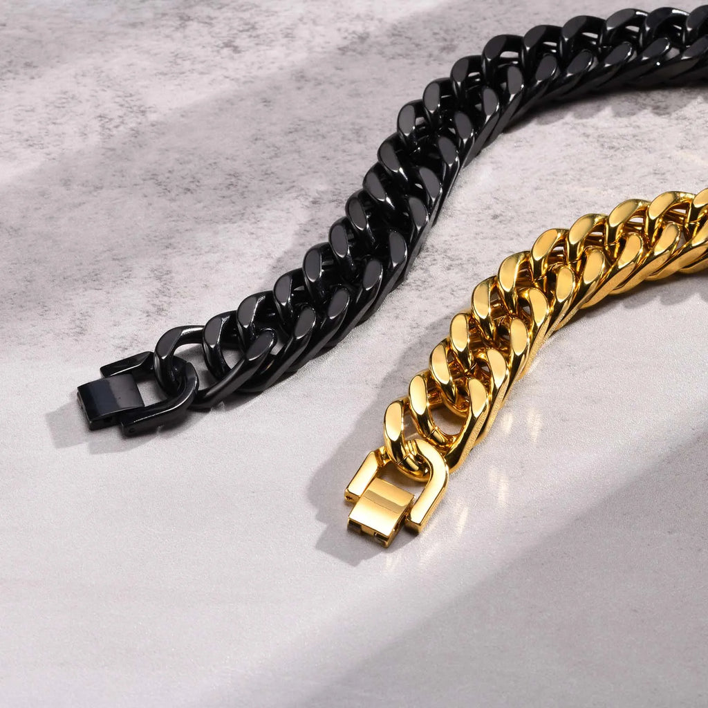 Bracelets cubains en acier inoxydable pour hommes