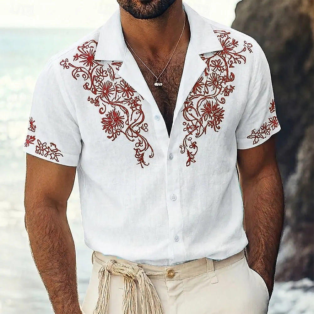 Chemise à manches courtes pour homme imprimé floral 3D.Plusieurs coloris diponible