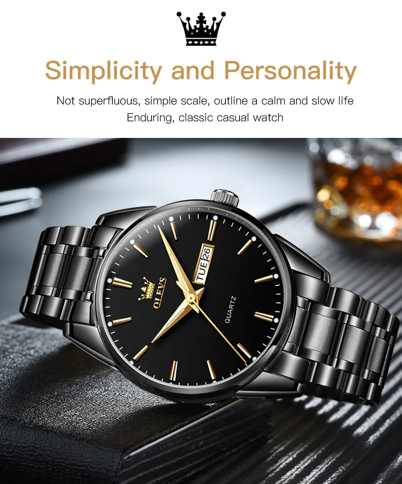 Montre Homme OLEVS— Acier Inoxydable,Waterproof 3ATM