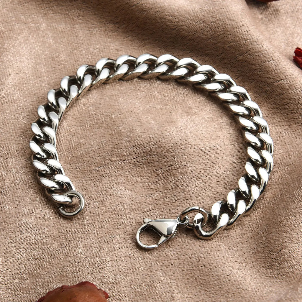 Bracelet cubain en acier inoxydable HNSP pour hommes, chaîne de main punk, accessoires de bijoux masculins, cadeau, largeur 8 mm-14 mm