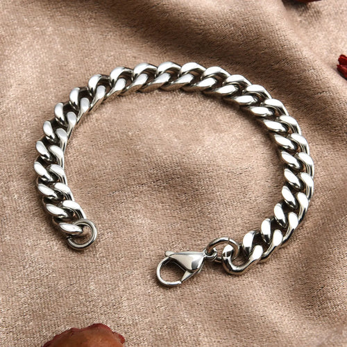 Bracelet cubain en acier inoxydable pour hommes cadeau, largeur 8 mm-14 mm.