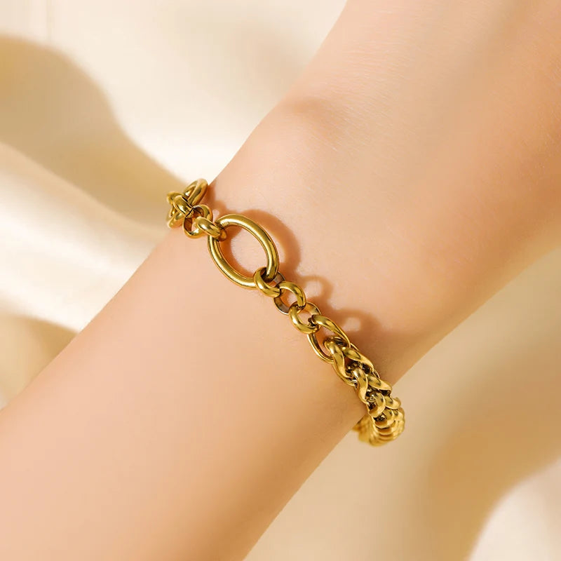 Bracelet acier inoxydable pour femmes couleur or