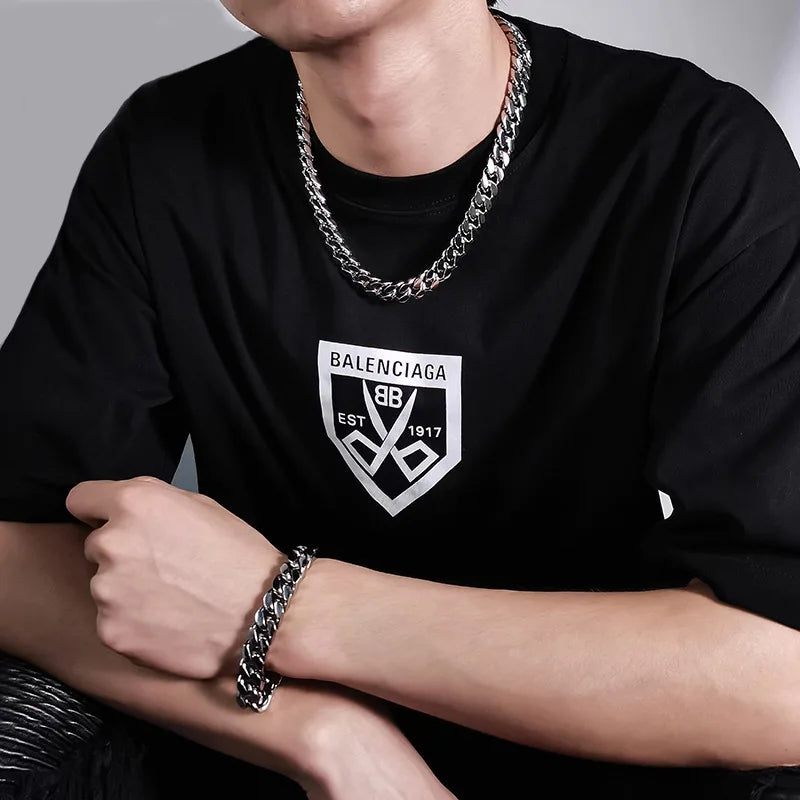 Collier chaîne en acier inoxydable 316L HNSP pour hommes, accessoires de bijouterie, style punk street, chaîne épaisse et lourde pour homme