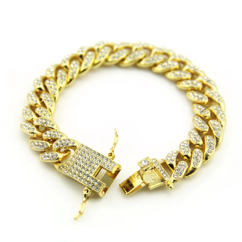 HNSP – Bracelet chaîne à maillons cubains pour hommes, 12MM, accessoire Hip Hop, bijoux