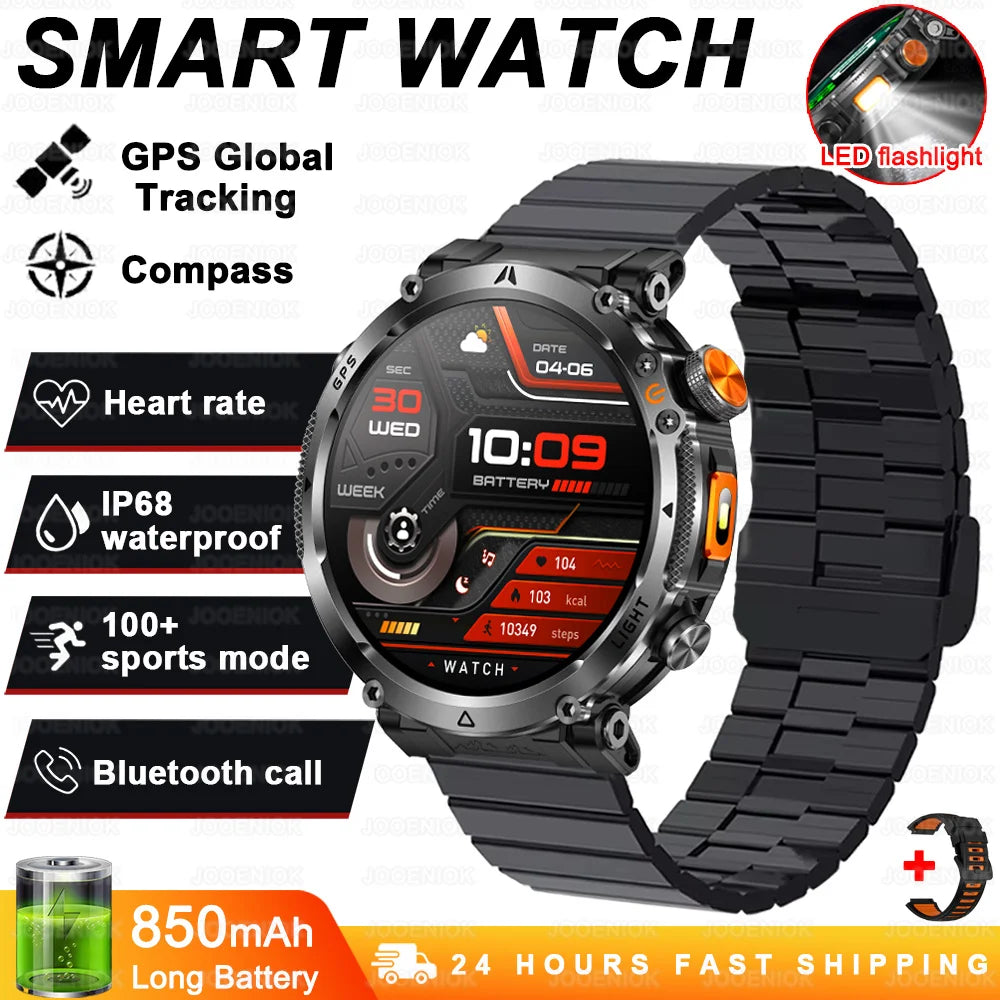 Montre Connectée Outdoor ChiBear – 1,7" AMOLED, 100+ Sports, Boussole, Torche LED, Appel BT
