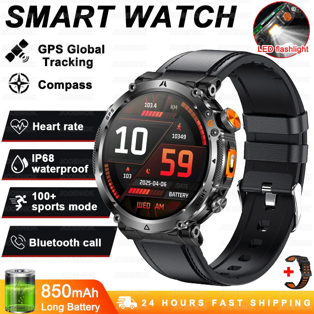 Montre Connectée Outdoor ChiBear – 1,7" AMOLED, 100+ Sports, Boussole, Torche LED, Appel BT