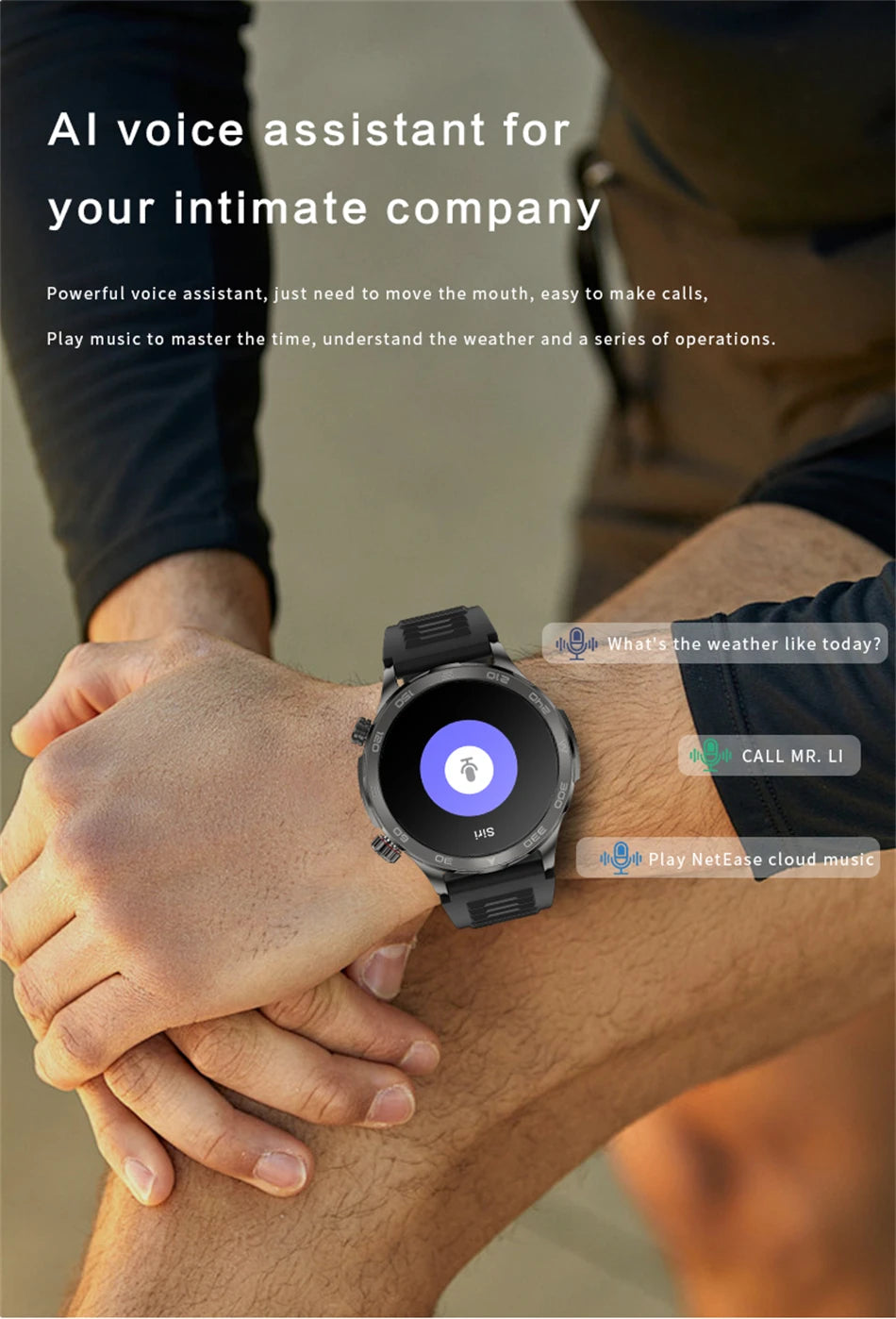 Montre intelligente étanche avec boussole pour homme, surveillance de la santé, traqueur de sport GPS, appel Bluetooth HD, assistant vocal, nouveau, 2024
