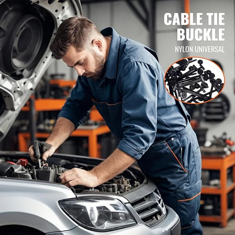 Boucle d'attache de câble en Nylon, attaches à fermeture éclair robustes avec bouton à broche, outil universel à fermeture éclair autobloquante, sangle de fixation pour réparation quotidienne de voiture