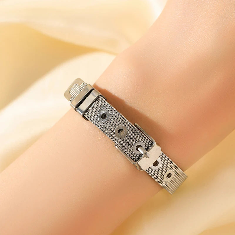 GANEMLY – Bracelet en acier inoxydable 316L pour femmes, couleur argent, chaîne à maillons, à la mode, Punk, chaîne de poignet, bijoux étanches