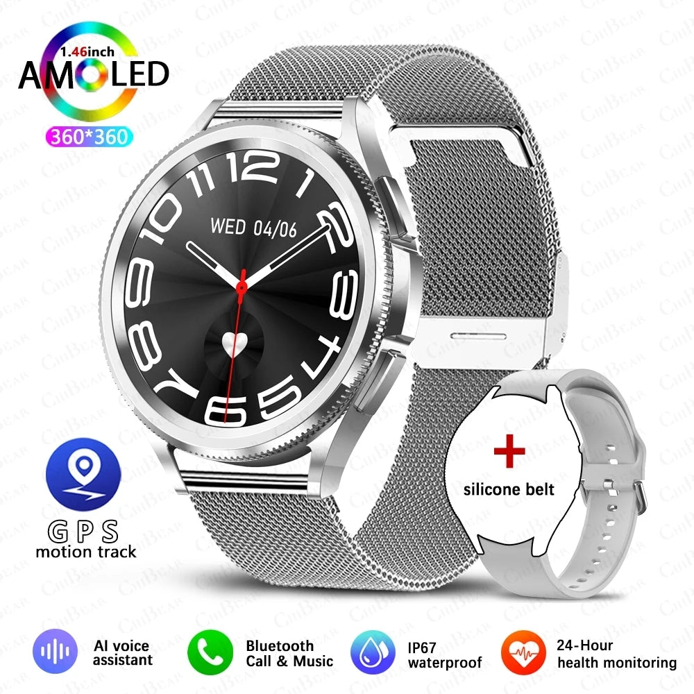 Montre intelligente connectée hommes 1.46 pouces GPS sport Fitness Tracker horloge fréquence  femmes