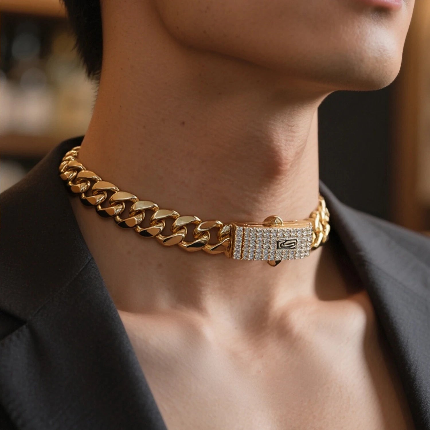 Bracelet de cheville de style Monaco hommes femmes, plaqué or 14 carats.