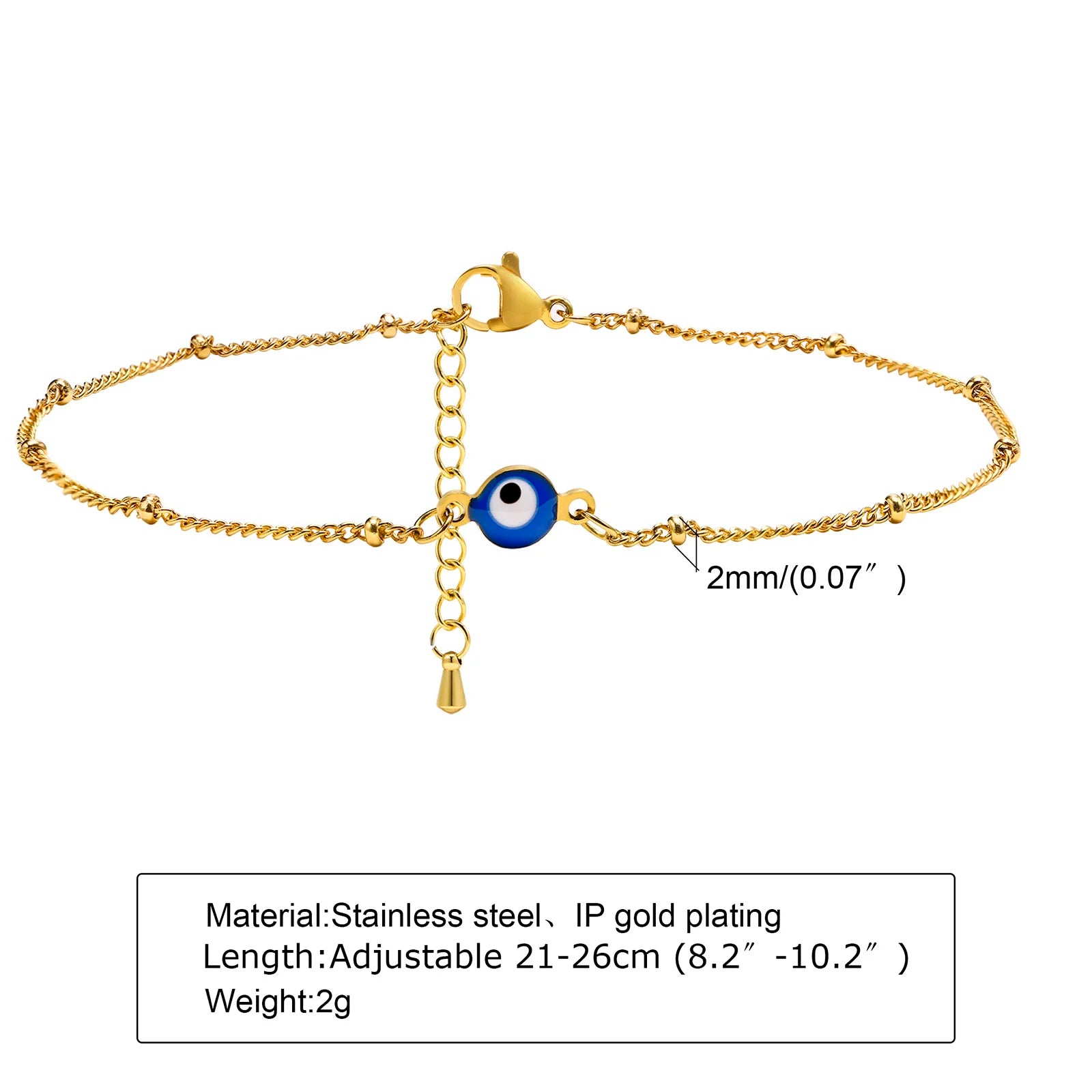 Bracelet de cheville à disque pour femmes, acier inoxydable réglable.
