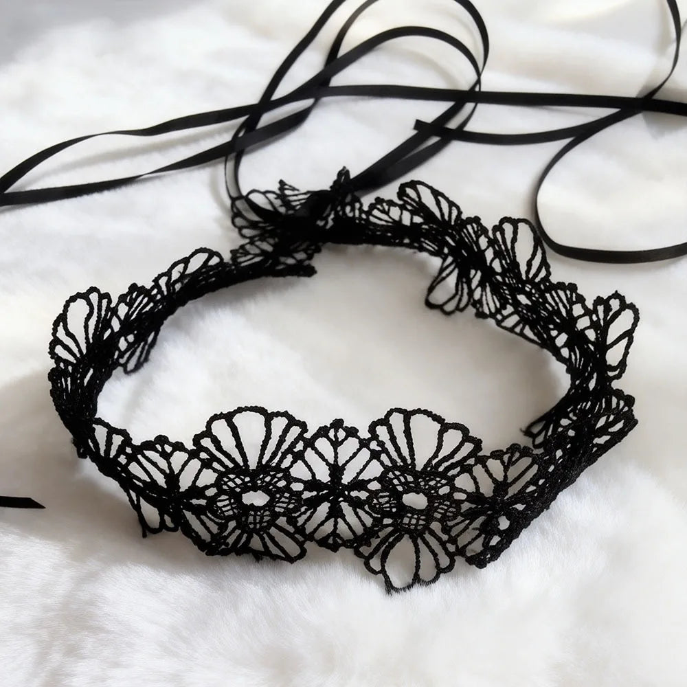 Collier ras du cou sexy en dentelle noire avec nœud pour femme, style gothique, collier doux avec sangle à nœud.