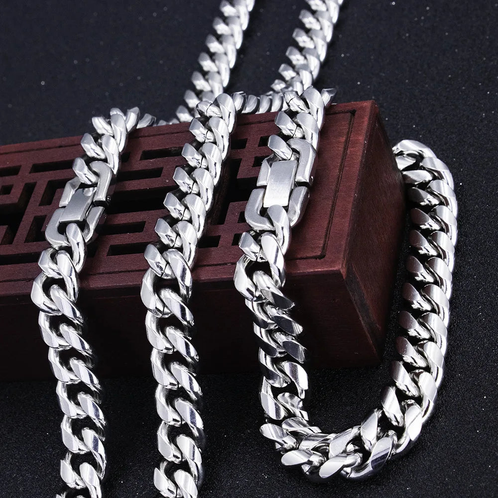 Collier à double chaîne cubaine en acier inoxydable 316L HNSP pour hommes, épaisseur 8MM-12MM, style punk biker, accessoires pour hommes, cadeau pour homme